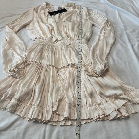 NEW Reset by Jane Small Ivory Satin Mini Dress ~ Feminine Party Ruffle Hem - Picture 6 of 8